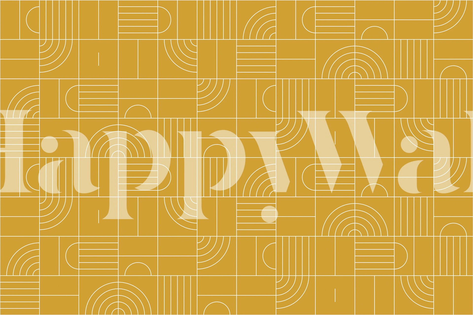 Geometrisk tapet vist i et rum