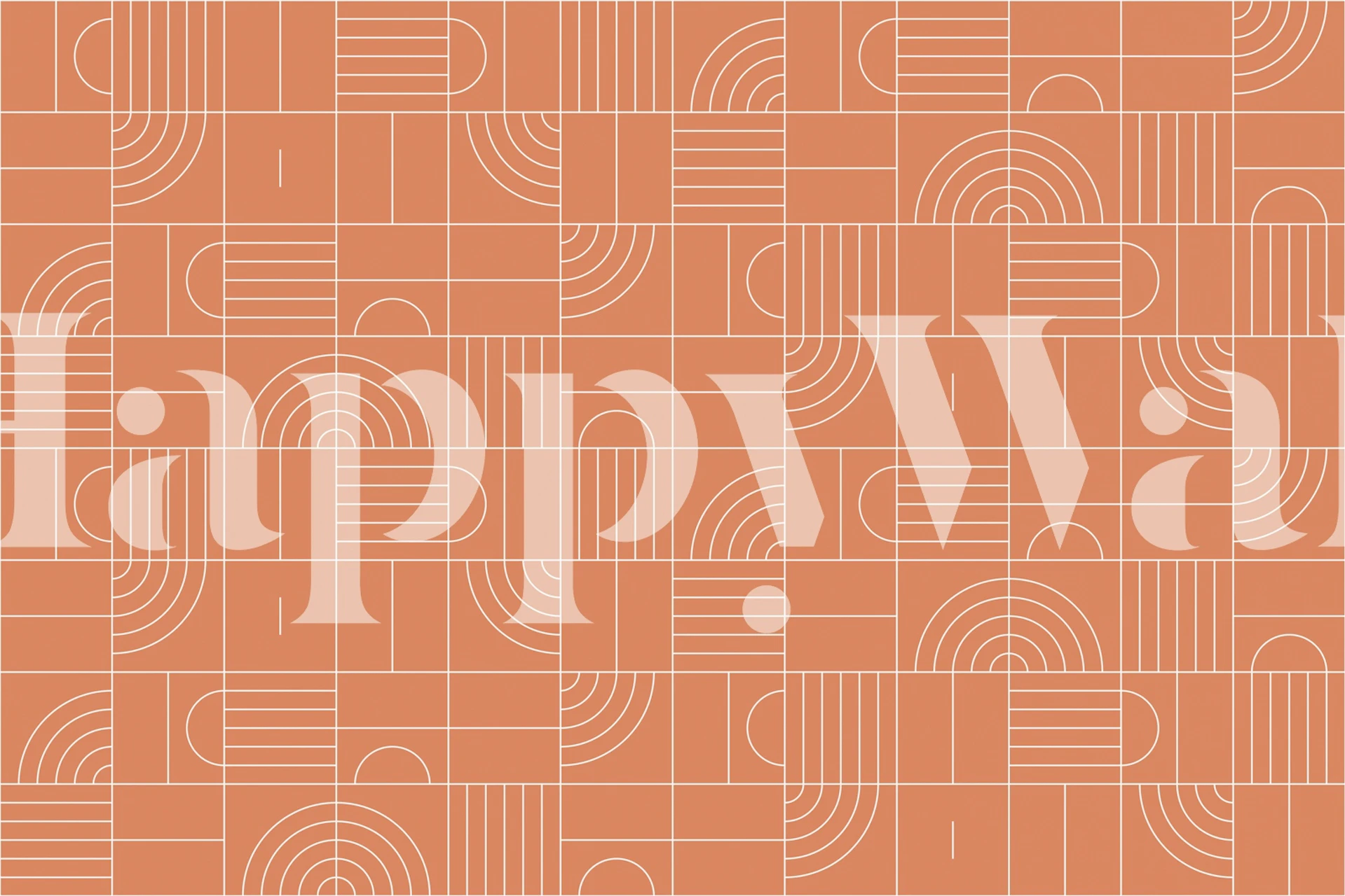 Geometric wallpaper design in a room