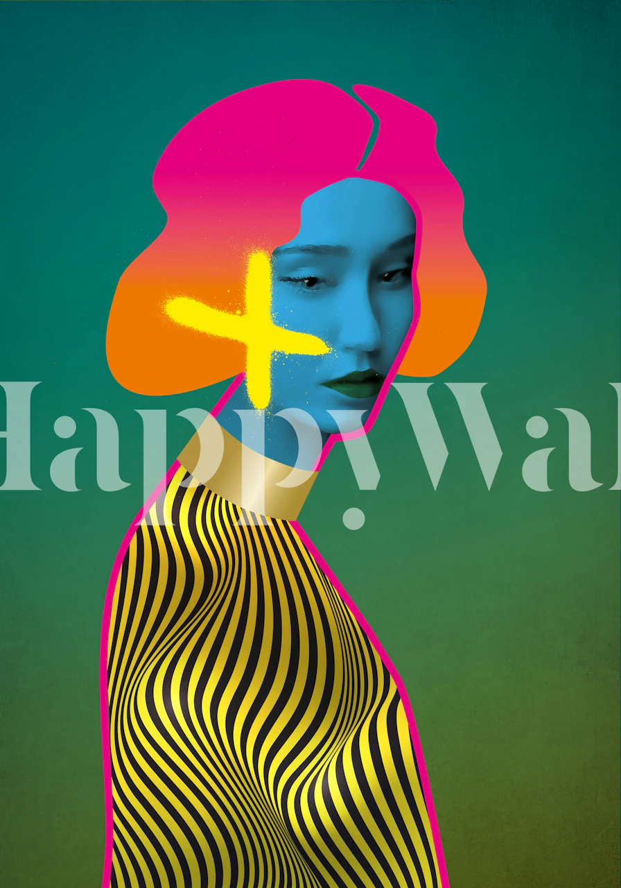 Abstract colorful neon female portrait wallpaper