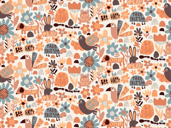 Playful Meadow Positivity Animals - Groovy