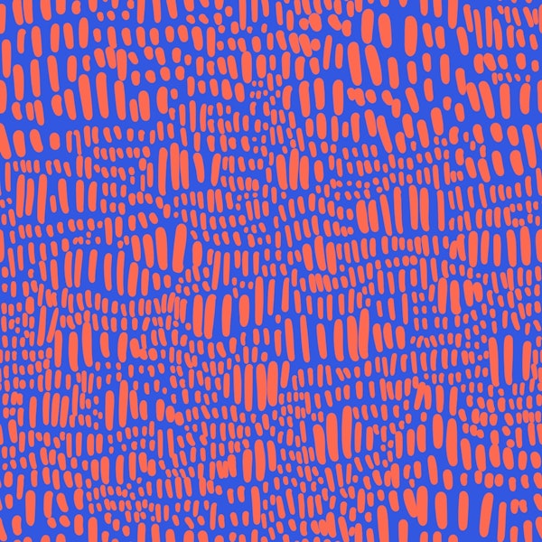 Organic Lines and Dashes Red on Blue