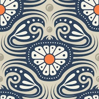 KF 0240 E - Vintage Retro Crab Floral tapet