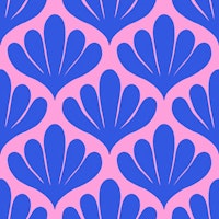 Simple Botanical Damask Blue on Pink wallpaper