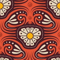 KF 0240 A - Vintage Retro Crab Floral tapet