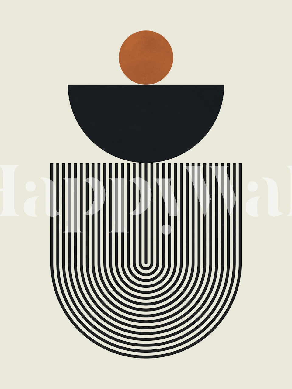 Circles and lines wallpaper in a modern room