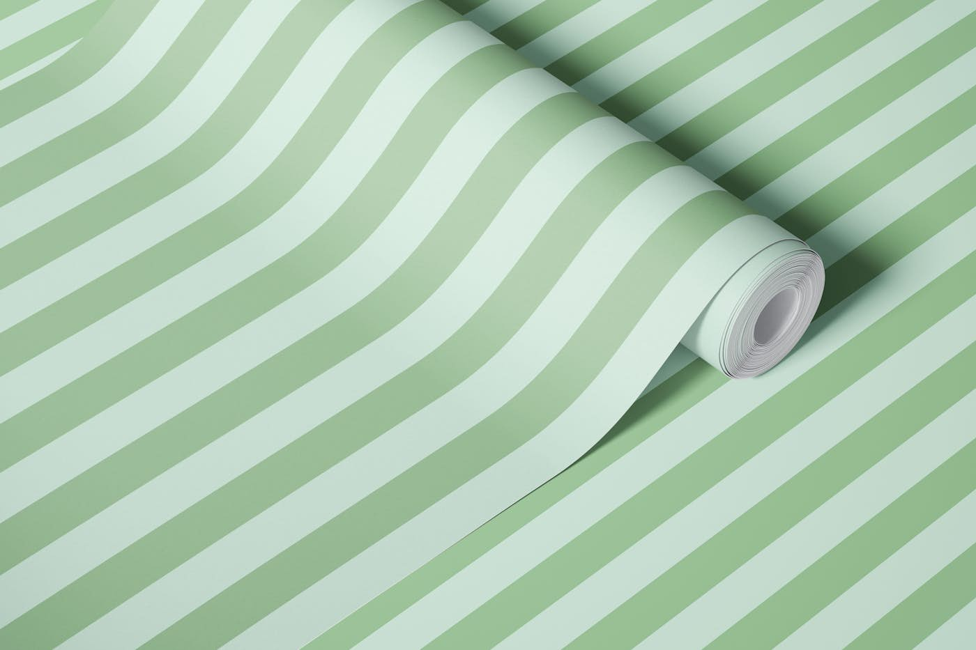 Vintage and Mint Green Stripes wallpaper roll