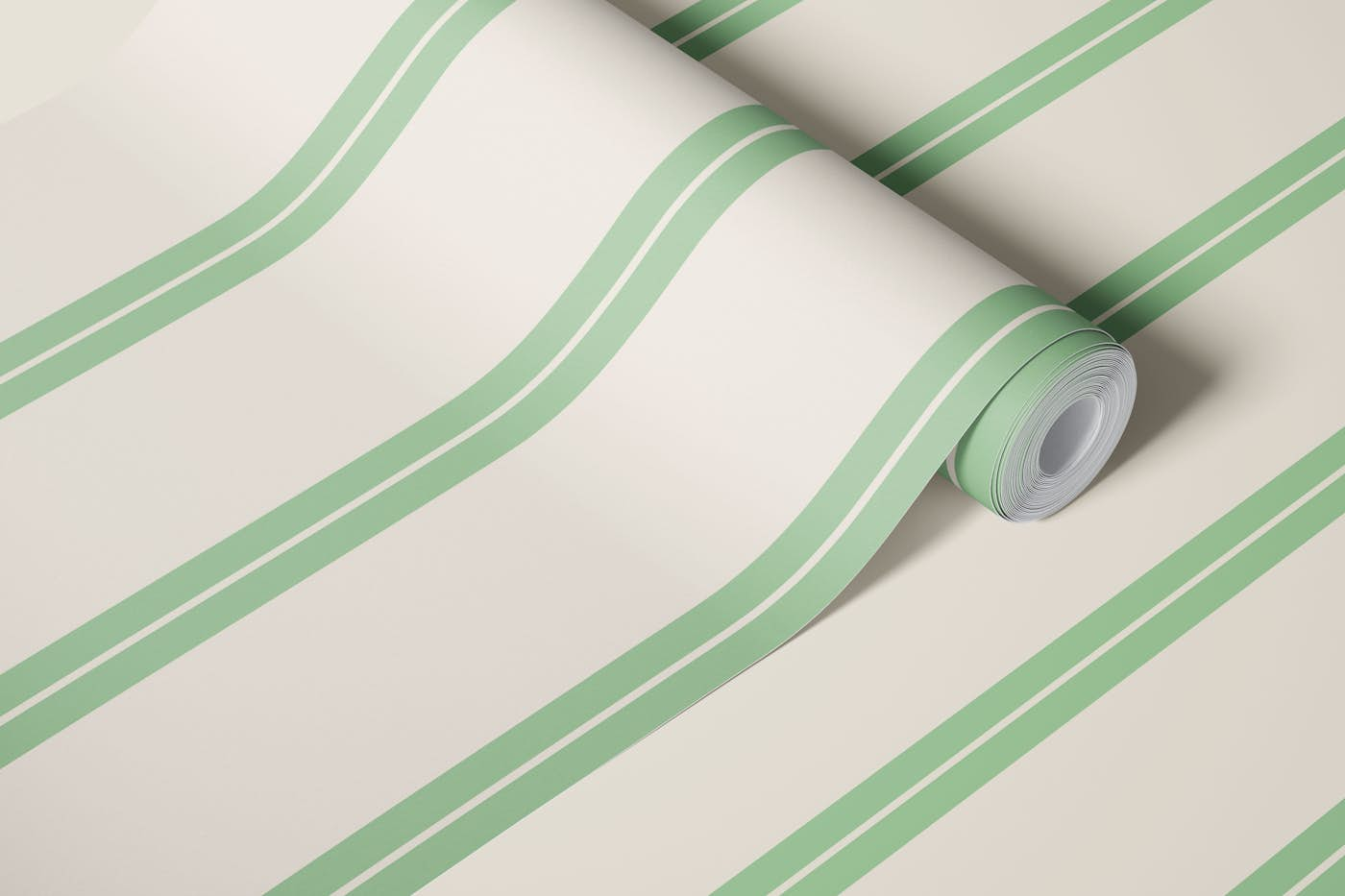 Vintage Green and Beige Stripes - Forrest 1 wallpaper roll