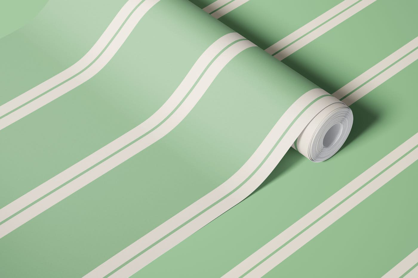 Vintage Green Beige Stripes - Forrest 2 wallpaper roll