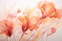 Ethereal Blooming Fantasies Peach Tangerine carta da parati