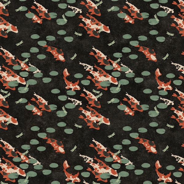 Koi Pond with Dragonflies Mural