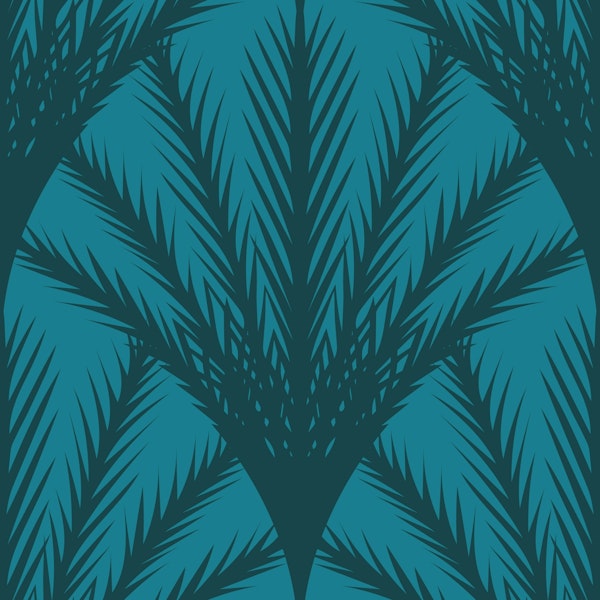 Art Deco Palms, Deep Teal