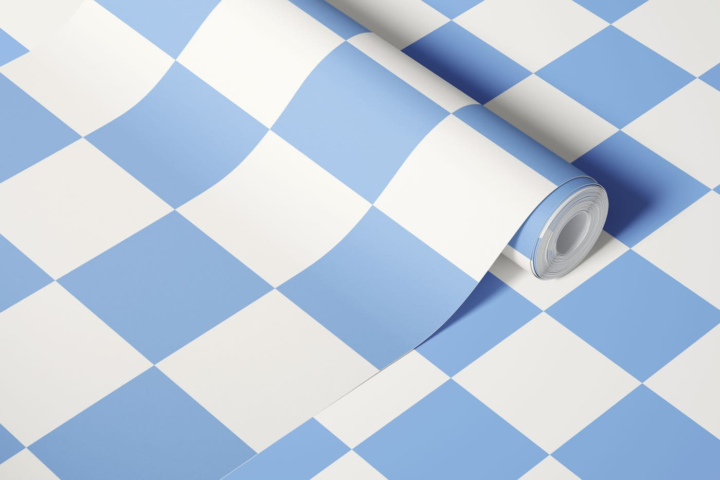 Light Blue and White Checkerboard wallpaper roll