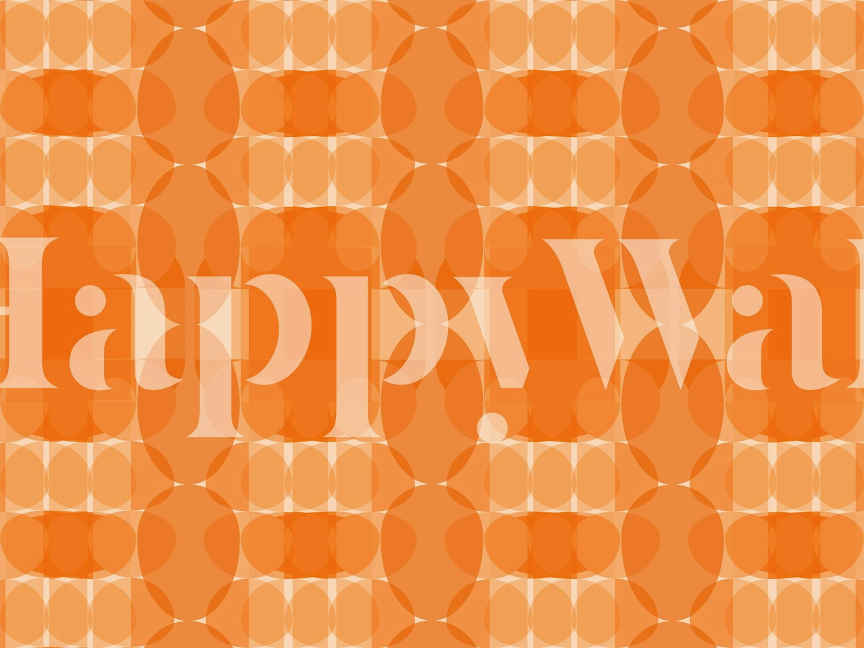 Fotomural de inspiración años setenta con formas geométricas en naranja