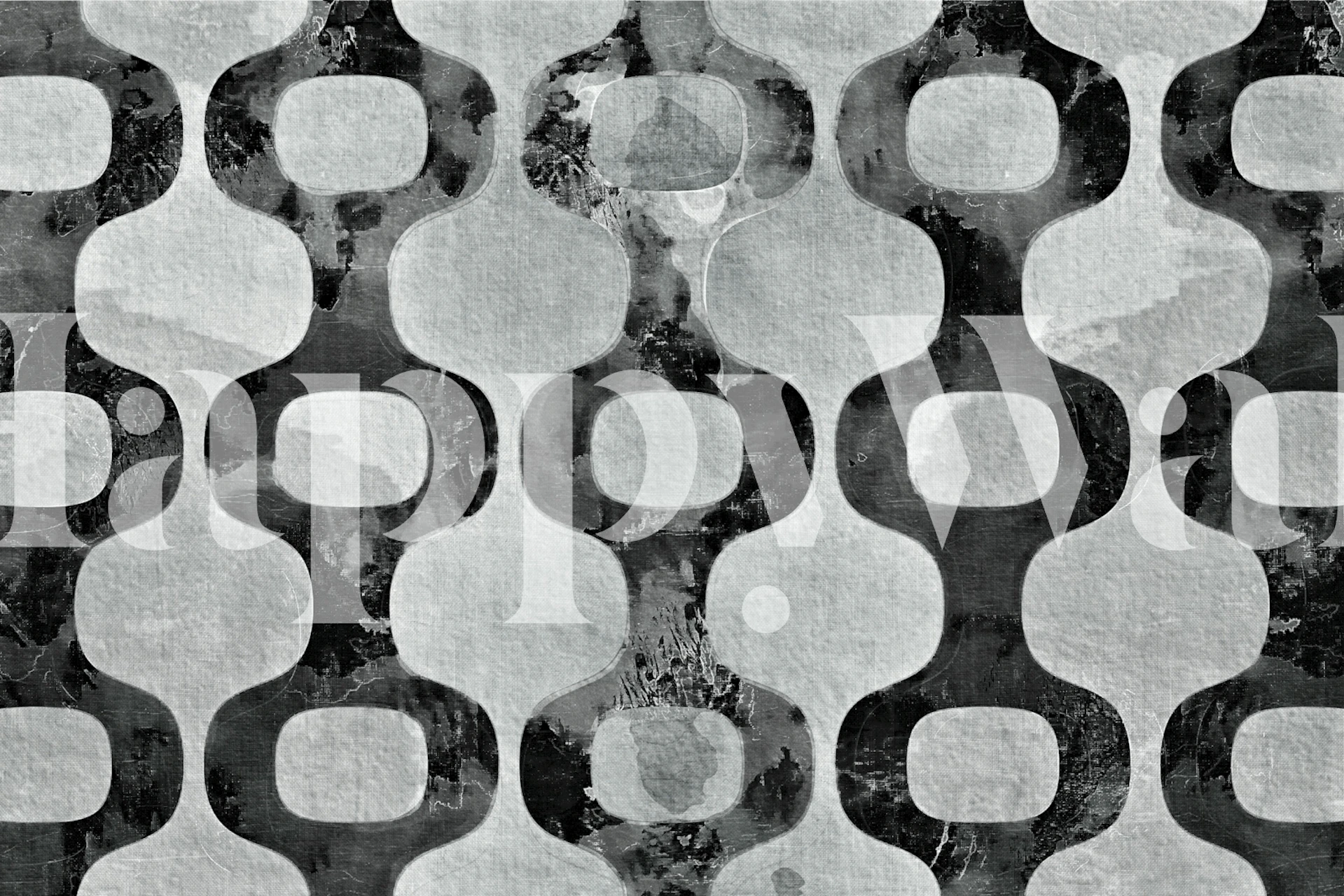 Monochrome Seventies wallpaper pattern in a room