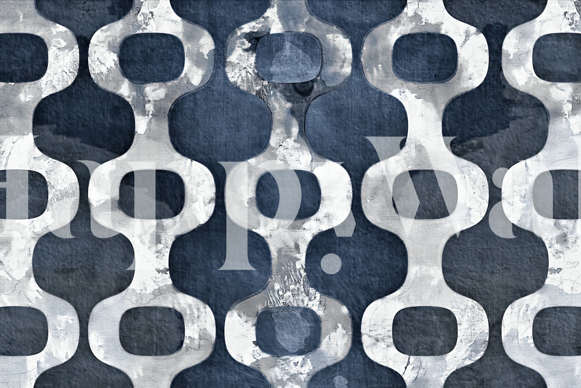 Elegante indigo en marineblauwe ornamentale muurschildering ontwerp