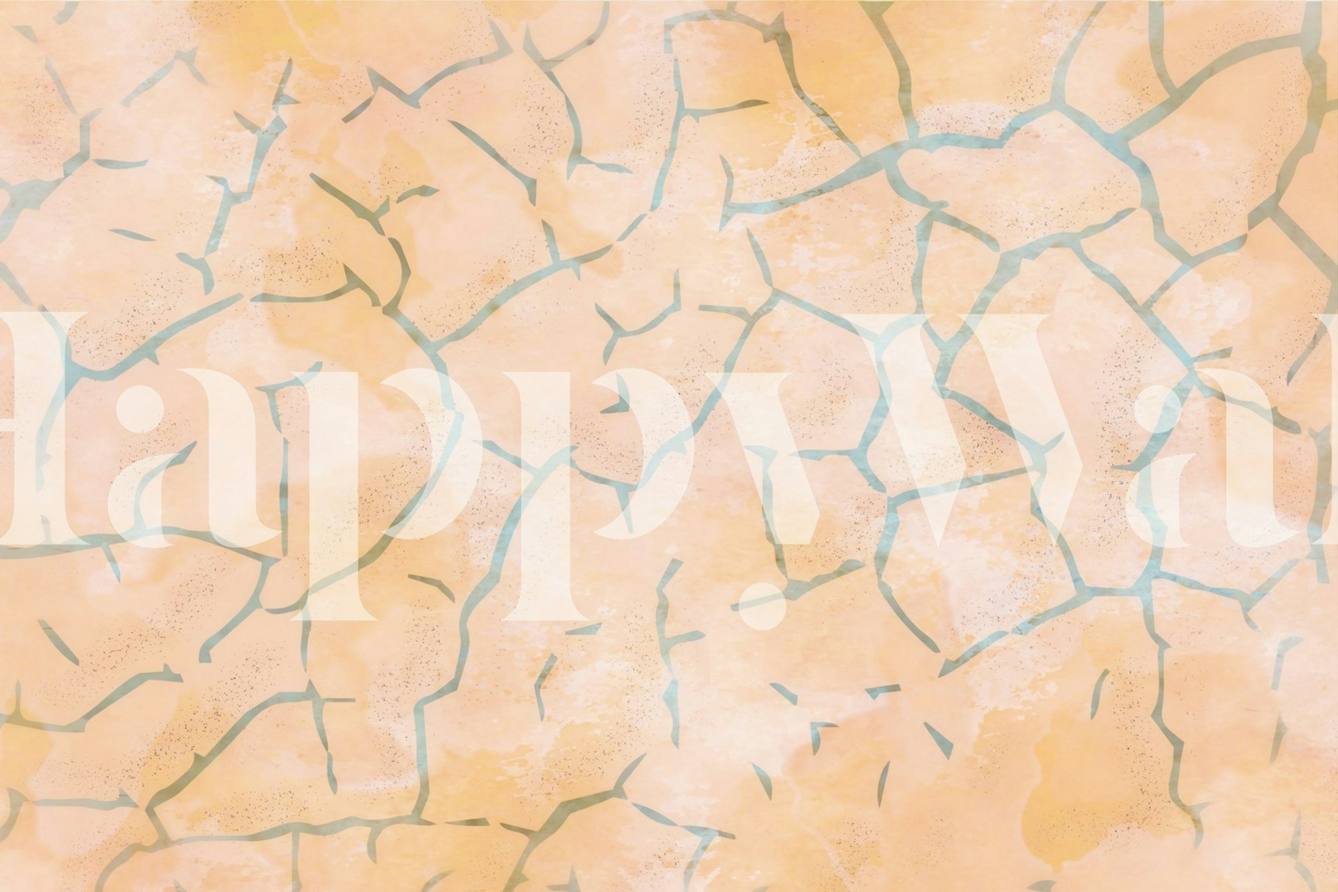 Kintsugi cracked pattern wallpaper in beige and blue tones