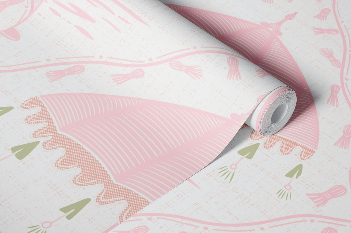 Fancy Boho Beach Umbrellas (Light Pink) wallpaper roll