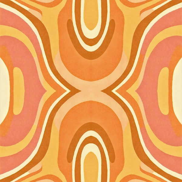 Retro Boho Pattern Tangerine Coral