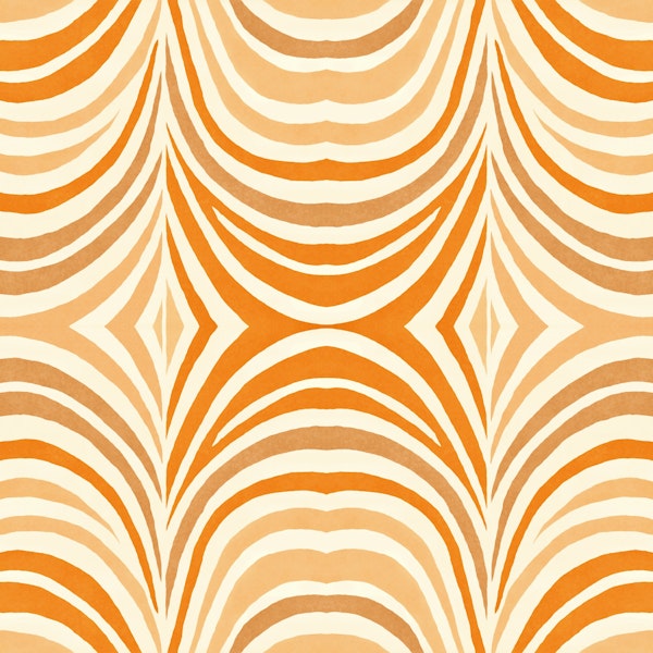 Boho Retro Pattern Warm Tangerine
