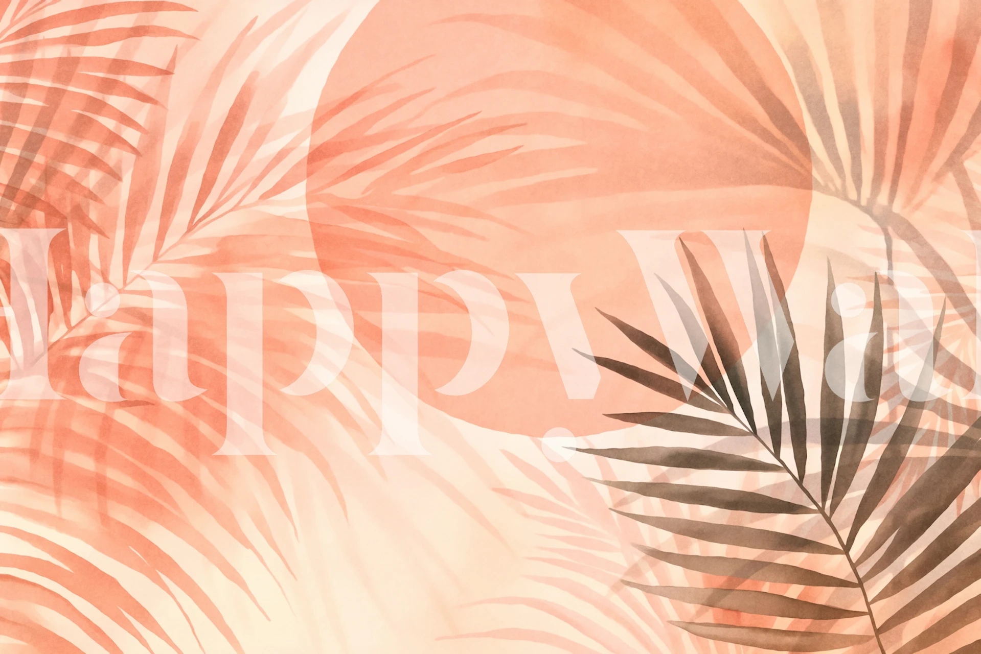 Tropical Sunset Peach Paradise s palmovými listy