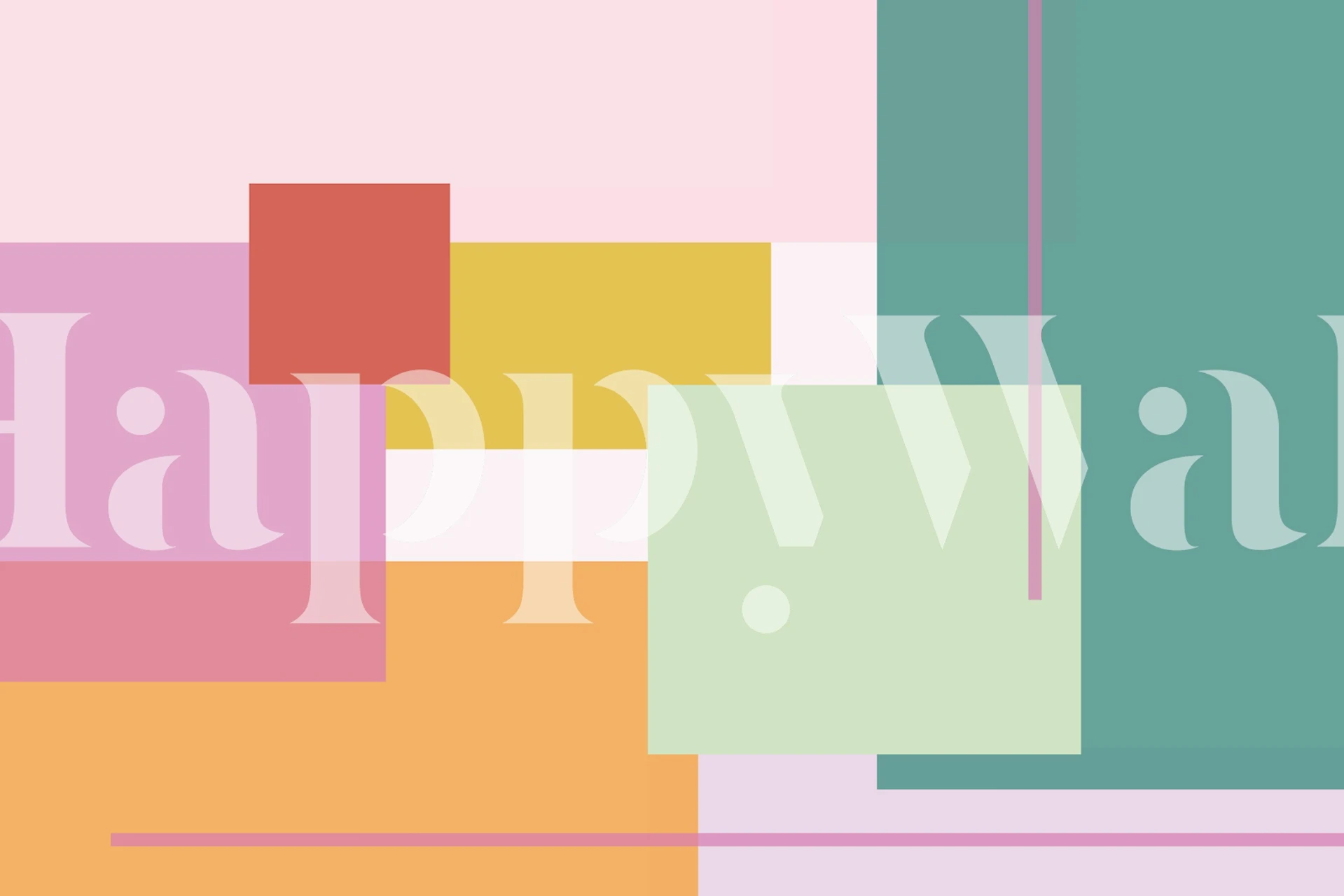 Geometric shapes in pastel colors pink, green, yellow, and orange wallpaper
