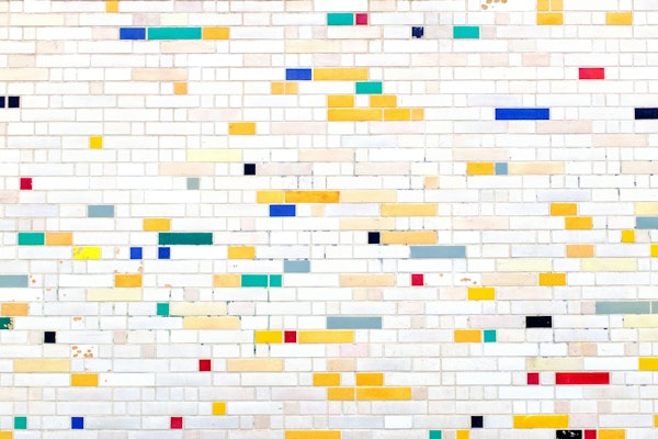 White Mosaic Wall with color accents