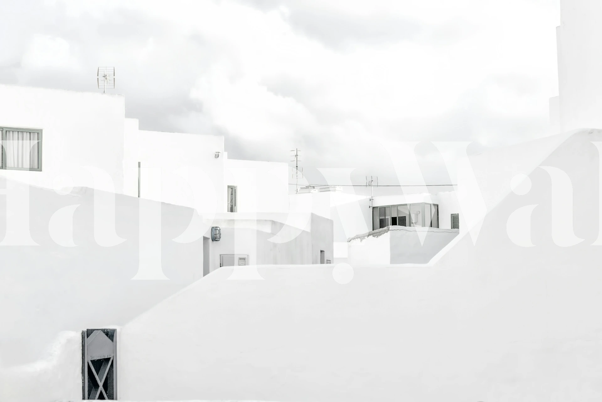 White Mediterranean Village tapet i et rum