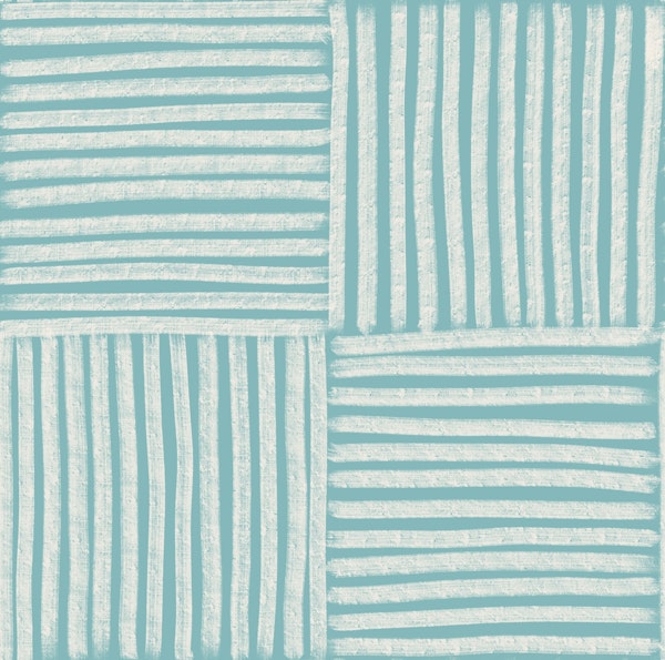 Boho Modern Hand Drawn Line Squares Blue