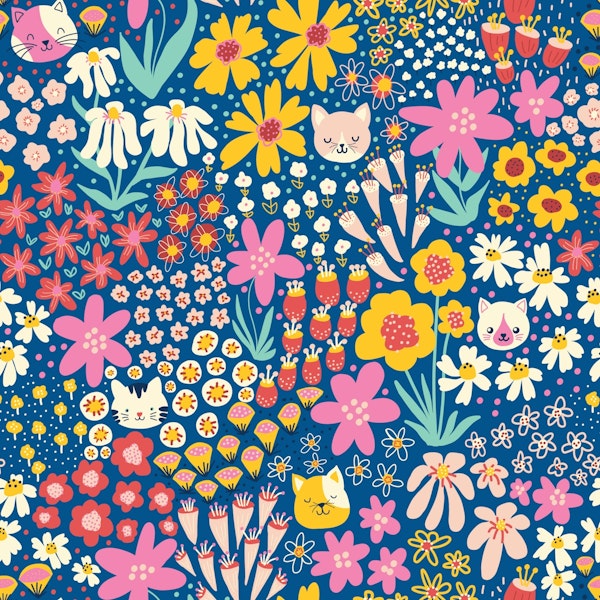 Happy Cats Wild Flowers Multicolor - Blue