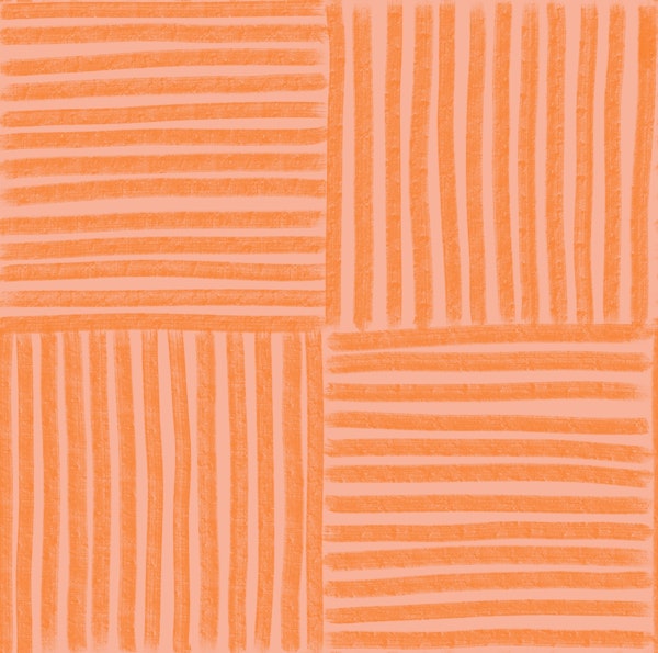 Boho Modern Drawn Lines Squares Pink Orange
