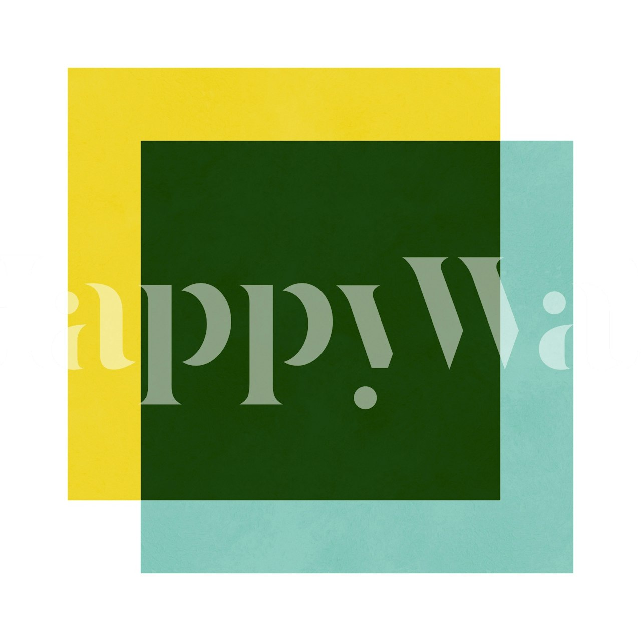 Colorful geometric shapes in yellow, green, and teal wallpaper