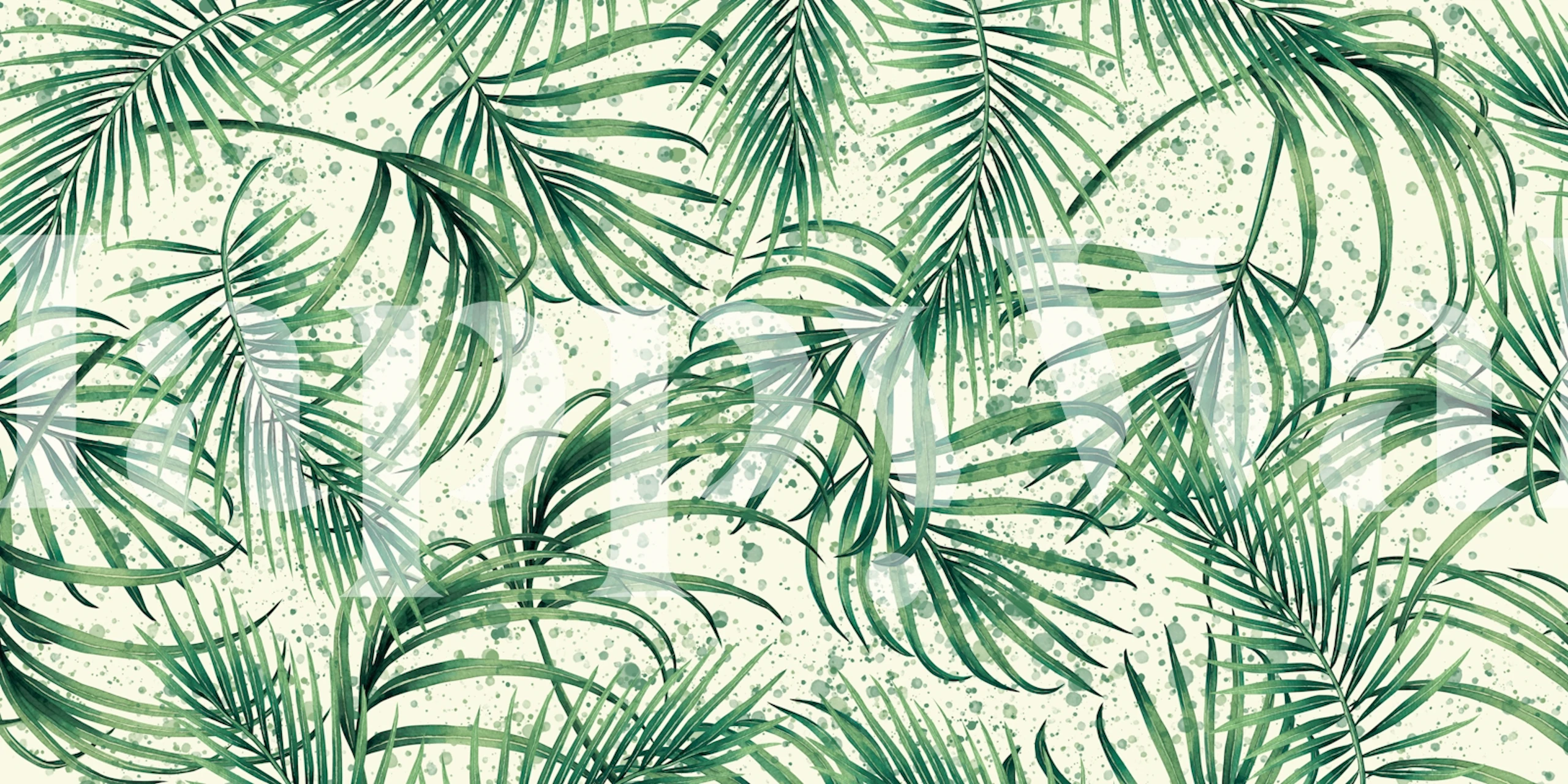 Green tropical wallpaper in a room
