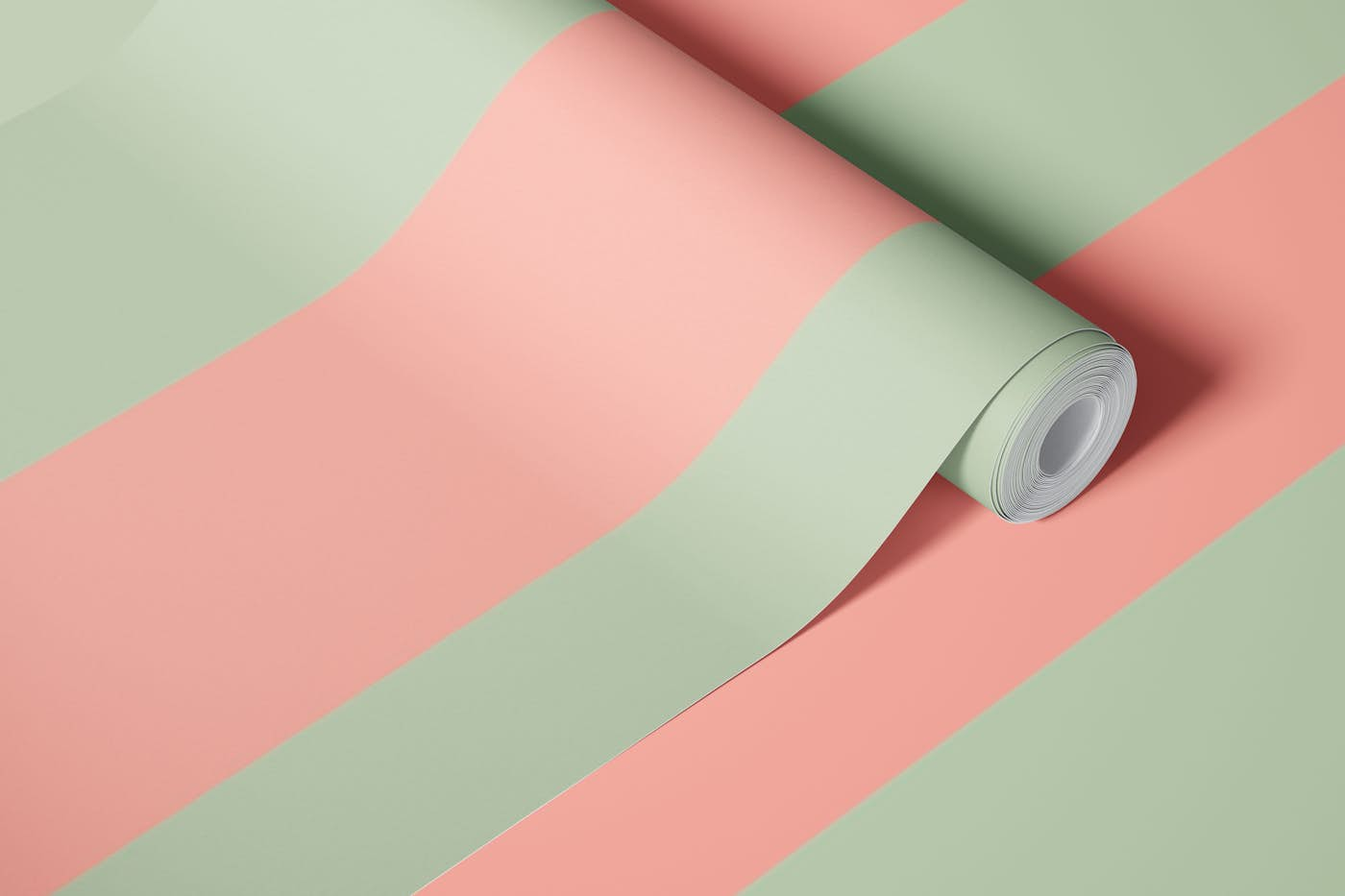 Teal Peach Stripes wallpaper roll