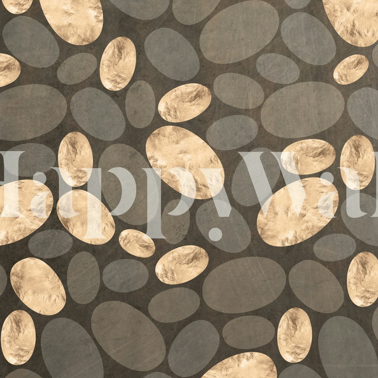 Golden Foil Pebble Abstraction wallpaper in a room