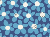 Playful Blooming Flowers - Navy Sky Blue tapete