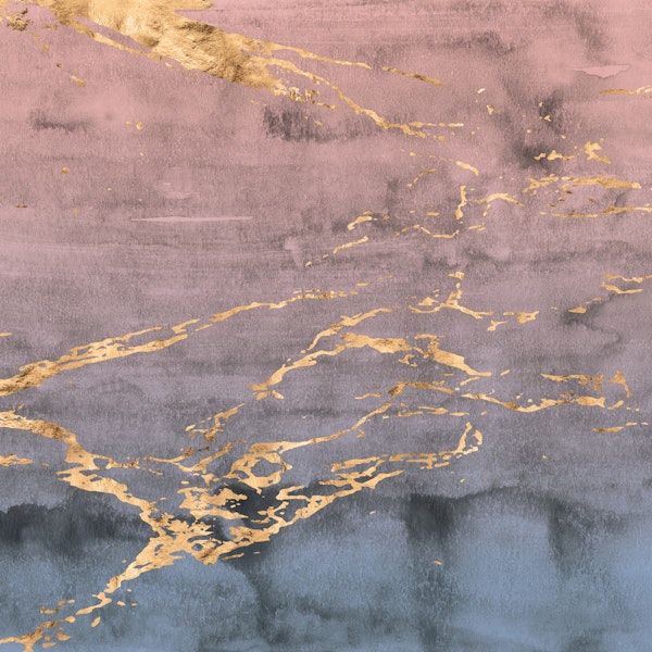 Golden Marble Veins on Ombre