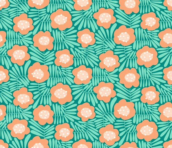 Climbing Flowers Retro Floral Mint Peach