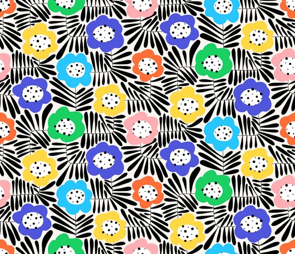 Climbing Flowers Retro Floral Bold Rainbow