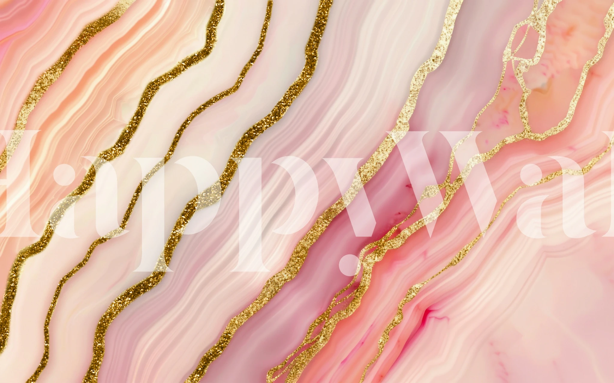 Pink and gold agate marble pattern wallpaper