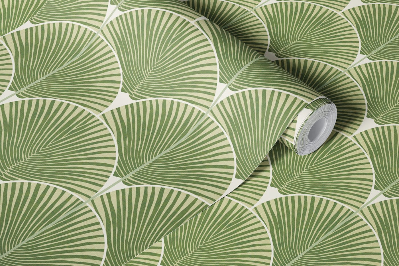 Japandi palms sage green wallpaper roll