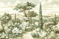 TUSCANY BAROQUE PAINTING GREEN carta da parati