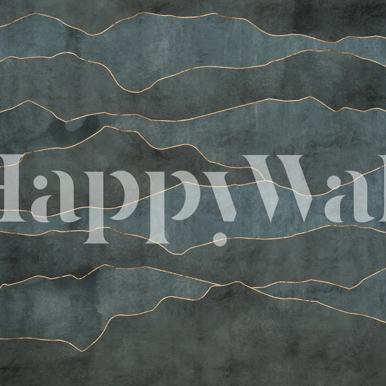 Gold and Petrol Mountains behang in een kamer