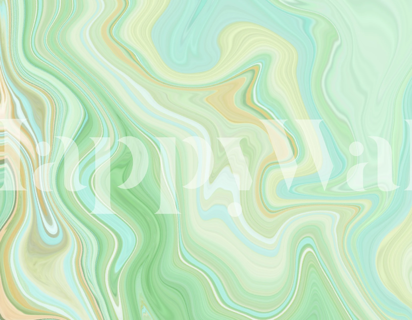 Liquid Retro Marble wallpaper with green, beige, and blue swirls, abstract style