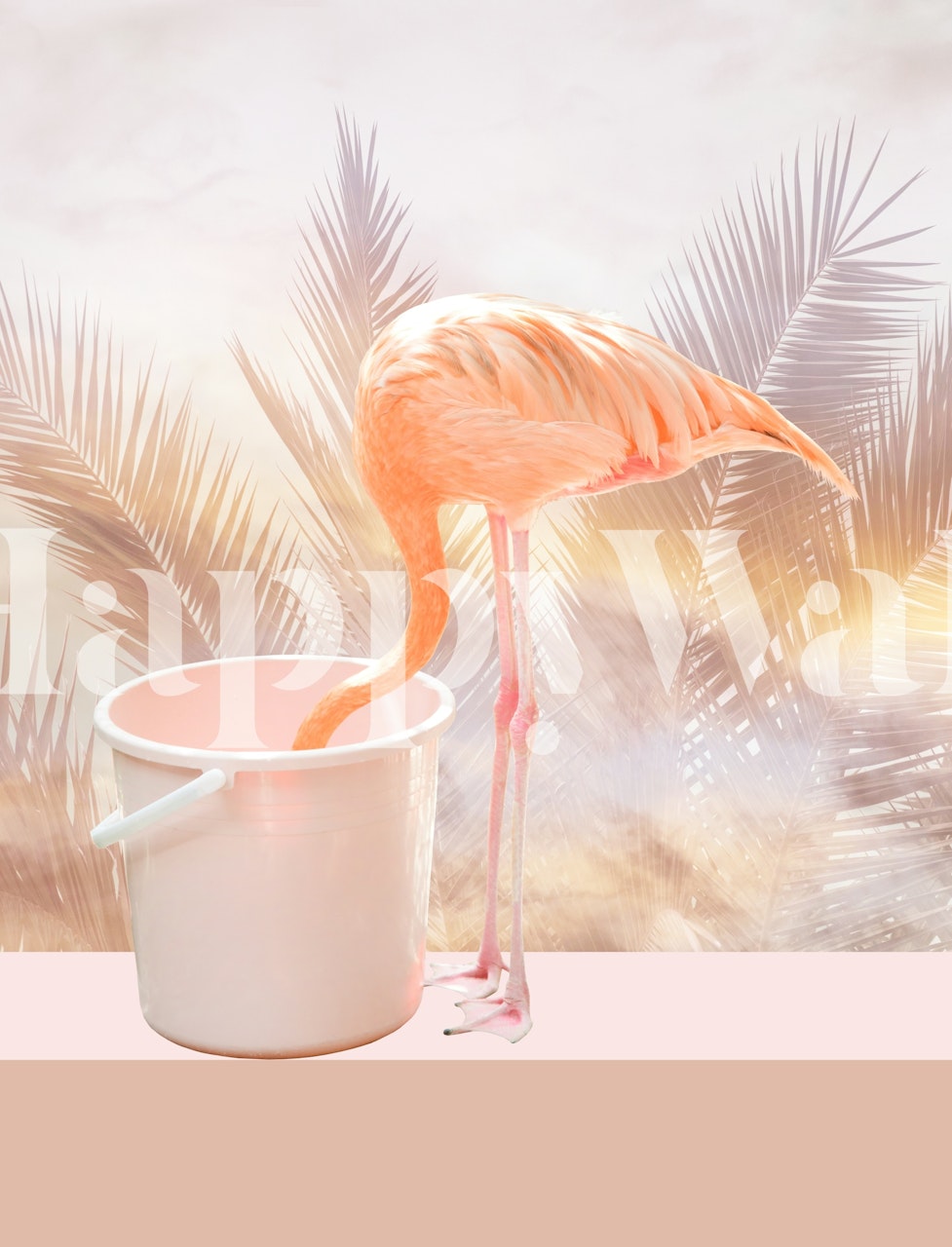 Flamingo wallpaper in a tropical setting