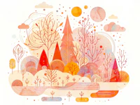 Whimsical Autumn Forest Magic carta da parati