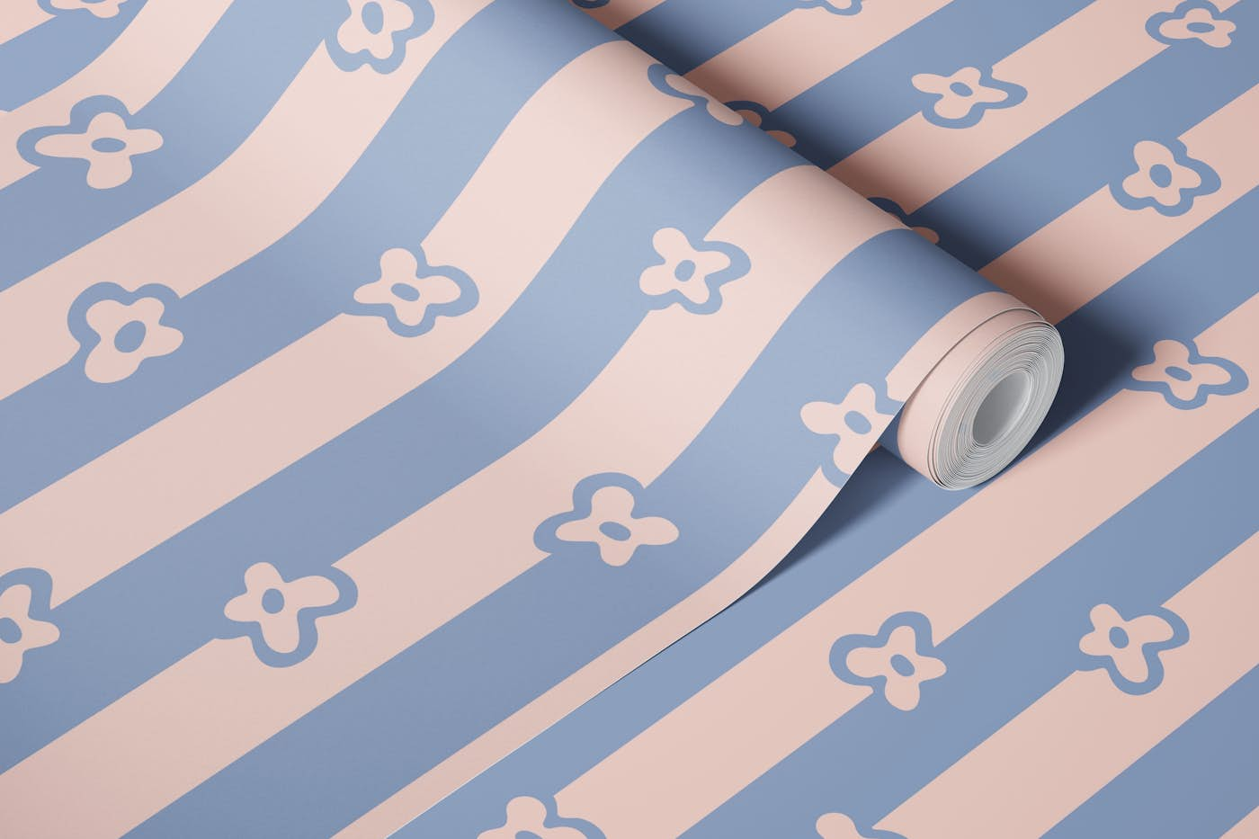 ABUNDANT STRIPES Dopamine Retro Lavender Blue wallpaper roll