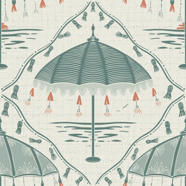 Fancy Boho Beach Umbrellas (Turquoise)