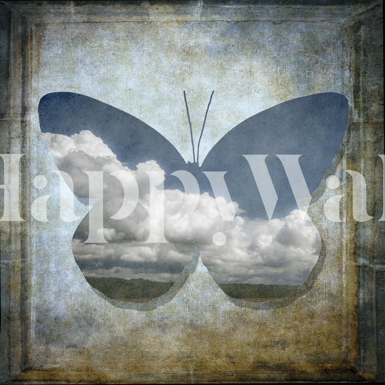 Design tapety Vintage Butterfly w pokoju