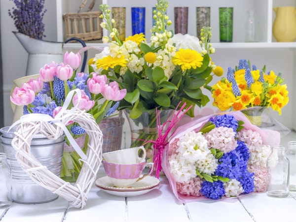 Bunch of flowers with cups
