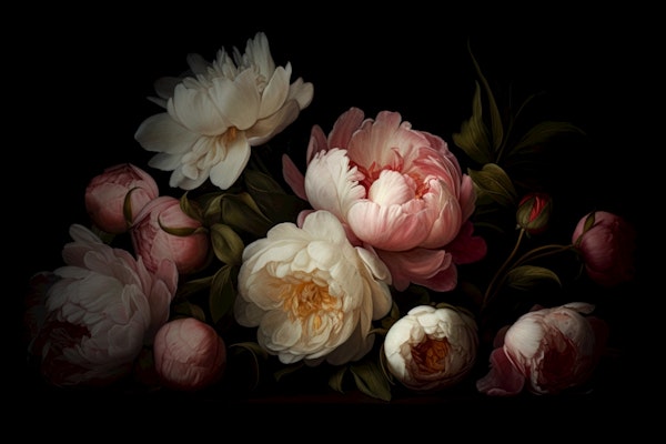 Vintage Baroque Peonies Stilllife